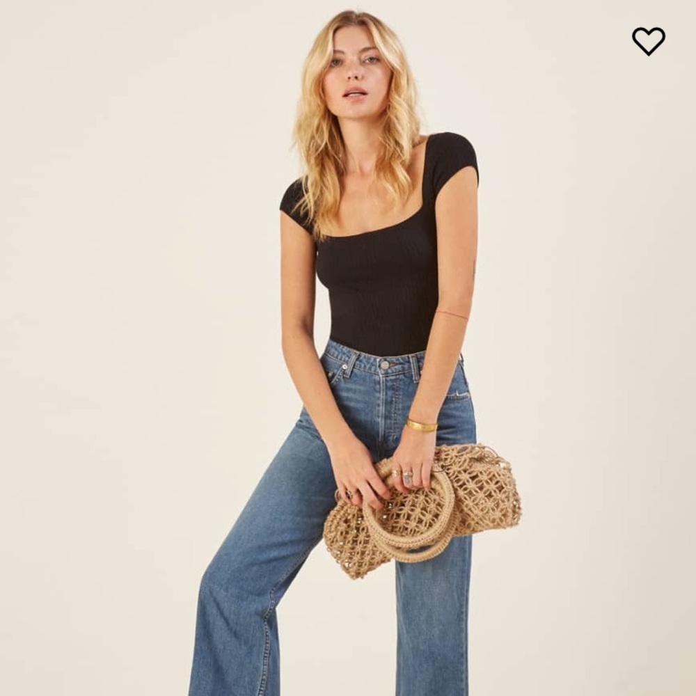 Reformation Bardot Top in Black size s